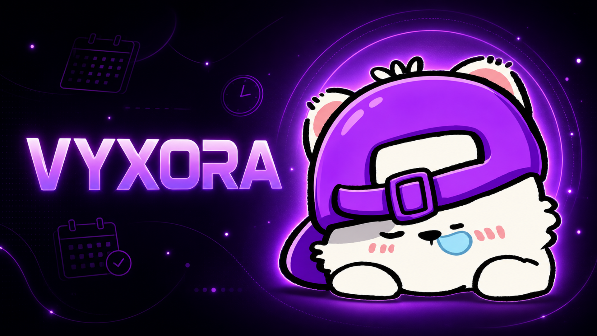 Mascote VyXora em um ambiente de agendamento